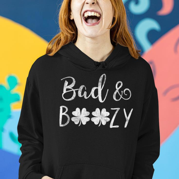 Bad And Boozy St Patricks Day Shamrock Green Women Women Hoodie Gifts for Her