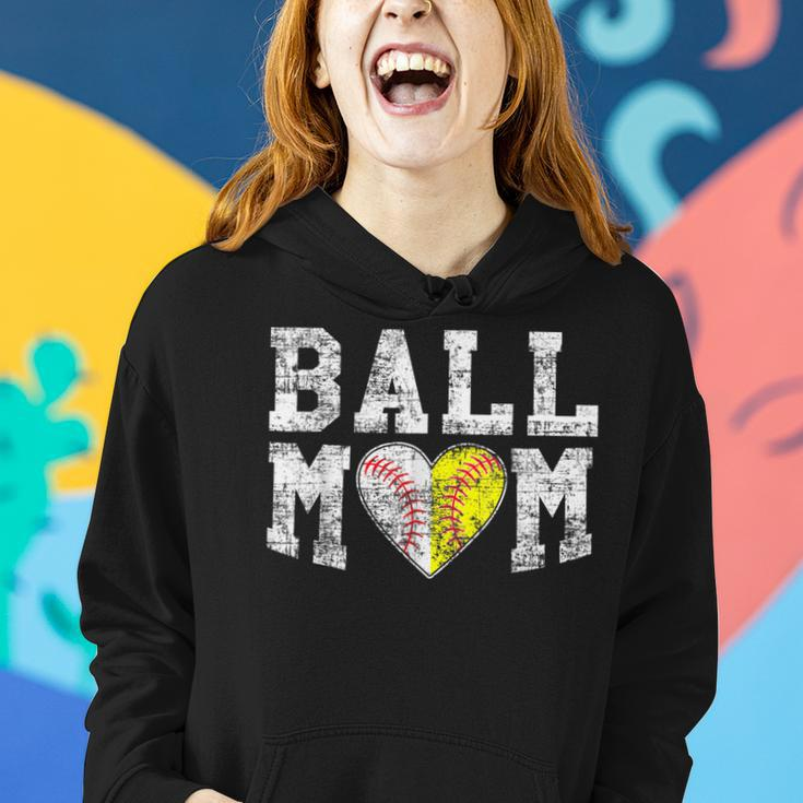 Ball Mom Baseball Softball Heart Sport Lover Funny Women Hoodie Gifts for Her