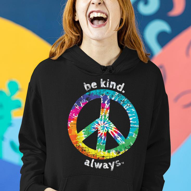 Be Kind Always Tie Dye Peace Sign Hippie StyleWomen Hoodie Gifts for Her