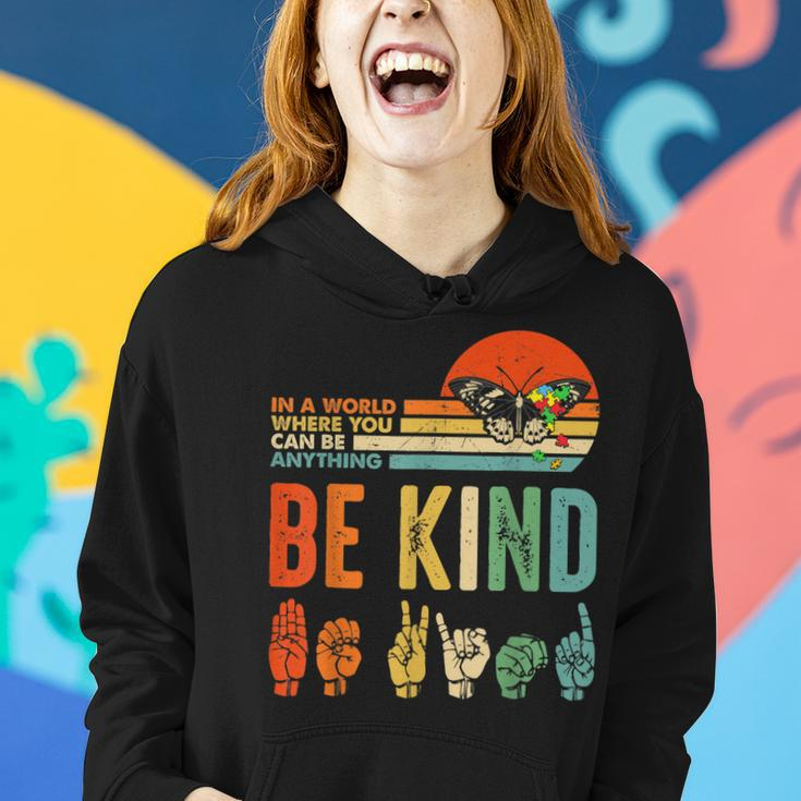 Be Kind Autism Awareness Asl Mom Teacher Kindness Women Hoodie Gifts for Her