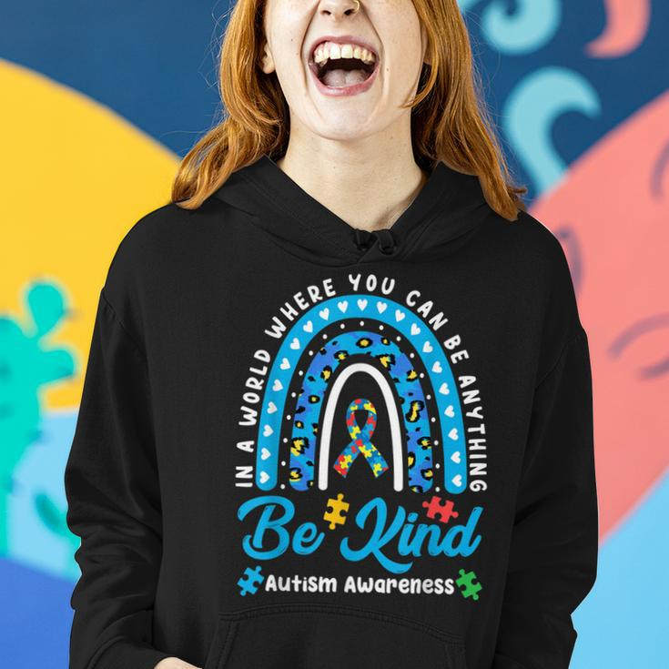 Be Kind Autism Awareness Leopard Rainbow Choose Kindness Women Hoodie Gifts for Her
