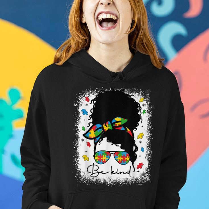 Be Kind Autism Awareness Messy Bun Afro Autistic Girl Woman Women Hoodie Gifts for Her