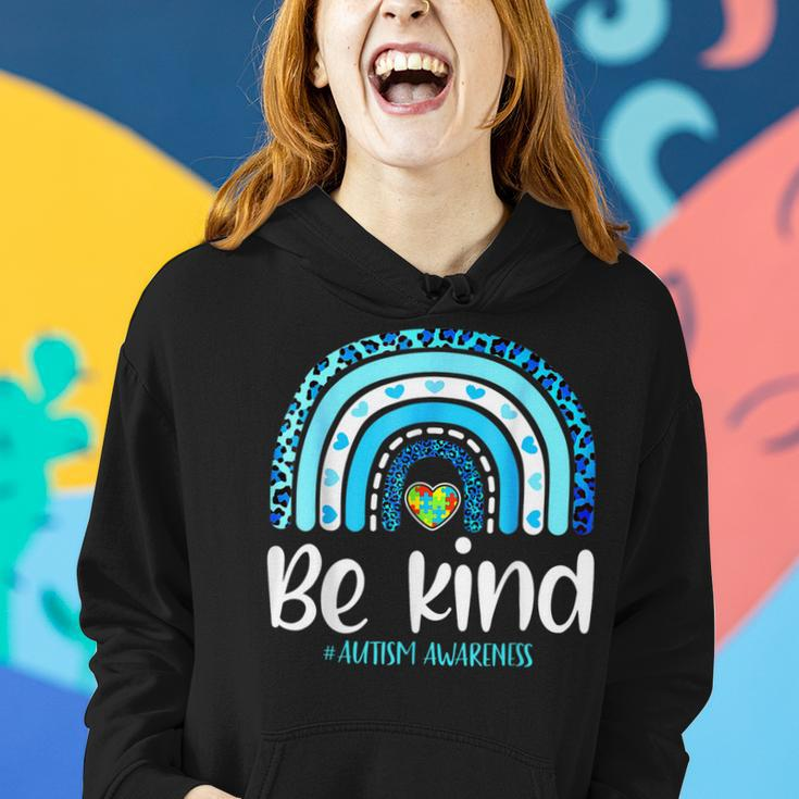 Be Kind Autism Awareness Women Girls Kids Leopard Rainbow Women Hoodie Gifts for Her