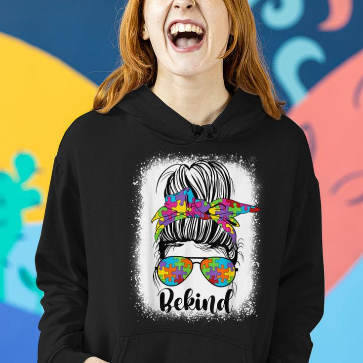 Be Kind Autism Awareness Women Messy Bun Autistic Kid Women Hoodie Gifts for Her