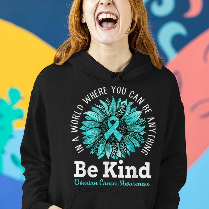 Be Kind Ovarian Cancer Awareness Ribbon Sunflower Kindness Women Hoodie Gifts for Her