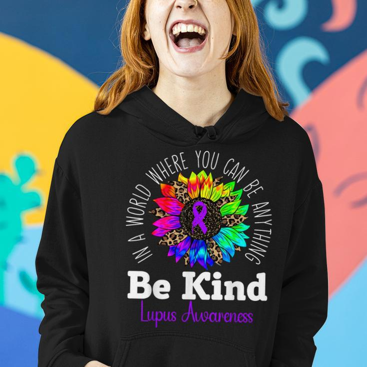 Be Kind Purple Ribbon Sunflower Lupus Awareness Women Hoodie Gifts for Her