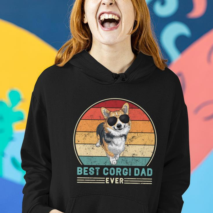 Best Corgi Dad Ever Retro Vintage 60S 70S Sunset Gift Women Hoodie Gifts for Her