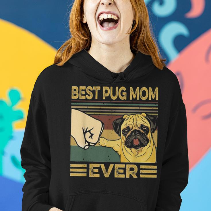 Best Pug Mom Ever Retro Vintage Women Hoodie Gifts for Her