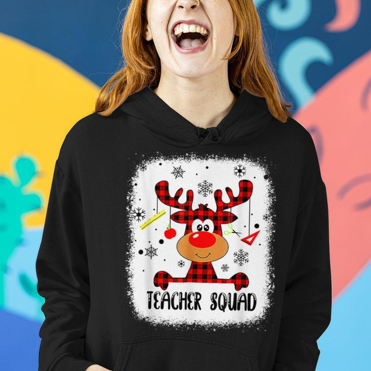Bleached Teacher Squad Reindeer Funny Teacher Christmas Xmas V20 Women Hoodie Graphic Print Hooded Sweatshirt Gifts for Her