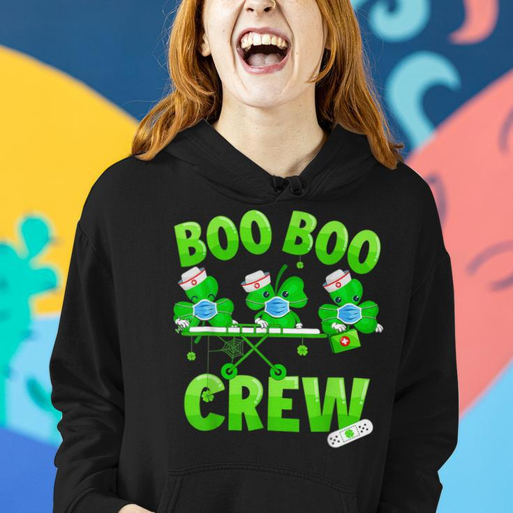 Boo Boo Crew Nurse St Patricks Day Shamrock Face Mask Nurse Women Hoodie Gifts for Her