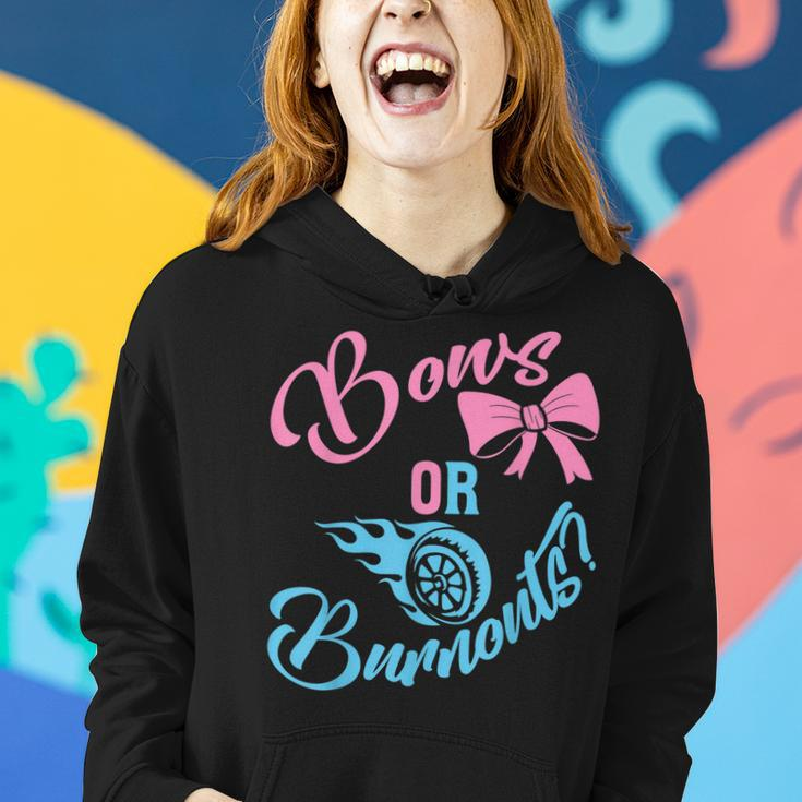 Bows Or Burnouts Gender Reveal Idea For New Mom Or New Dad Women Hoodie Gifts for Her