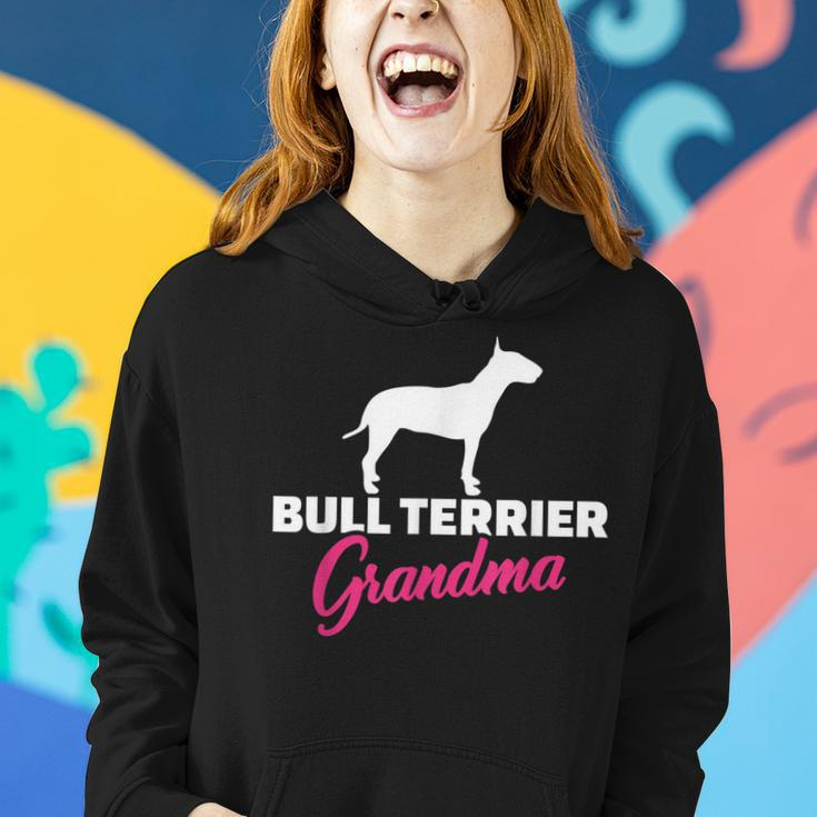 Bullterrier Oma Schwarzes Hoodie, Hunde Silhouette & Text in Pink Geschenke für Sie