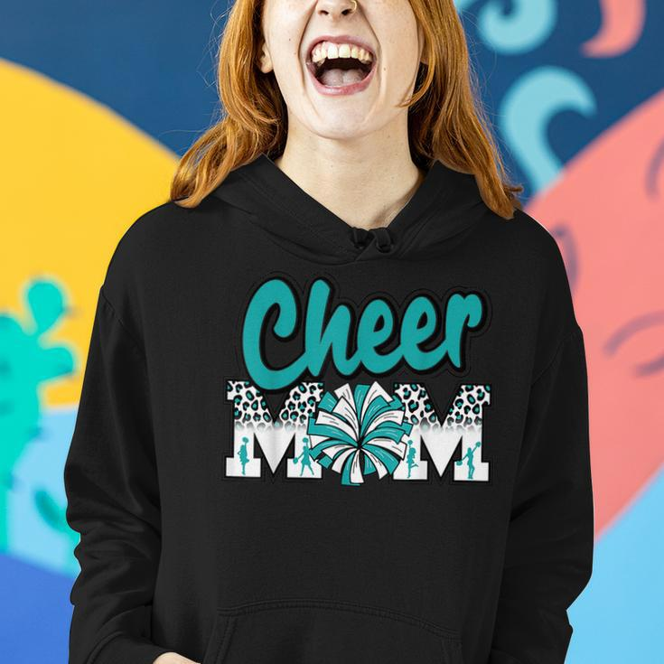 Cheer Mom Teal Leopard Letters Cheer Pom Poms Women Hoodie Gifts for Her
