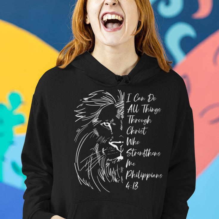 Christian I Can Do All Things Through Christ Lion Faith V3 Women Hoodie Gifts for Her