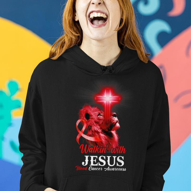Christian Lion Cross Religious Saying Blood Cancer Awareness V2 Women Hoodie Gifts for Her