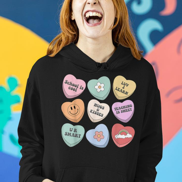 Conversation Hearts Groovy Valentines Day Cute Teacher V2 Women Hoodie Gifts for Her
