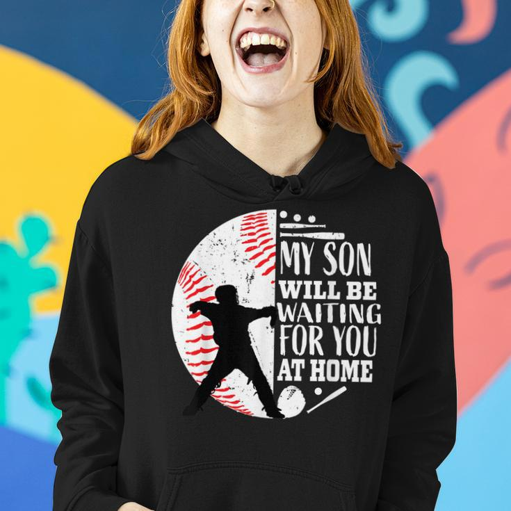 Cool Cute Baseball Catcher Mom Dad Son Parents Quote Graphic Women Hoodie Gifts for Her