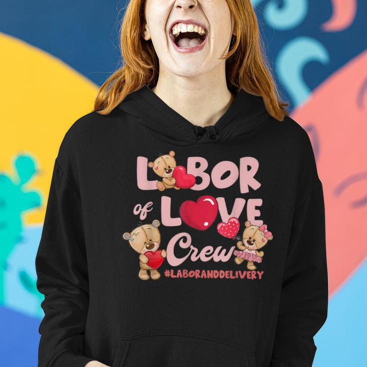 Cute Bear Funny Labor And Delivery Nurse Valentines Day Women Hoodie Gifts for Her