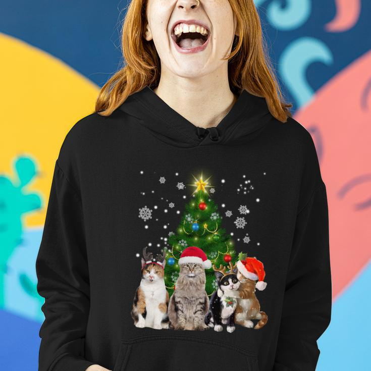 Cute Cat Christmas Tree Cat Lover Xmas Cat Mom Gift Women Hoodie Gifts for Her