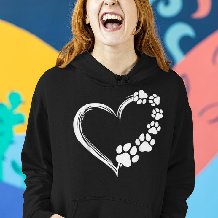 Cute Dog Puppy Dogs Paw Print Heart Gift Dog Mom Women Hoodie Gifts for Her