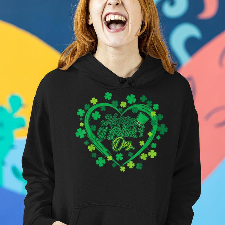 Cute Lucky Heart Shamrock Happy St Patricks Day Family Heart Women Hoodie Gifts for Her