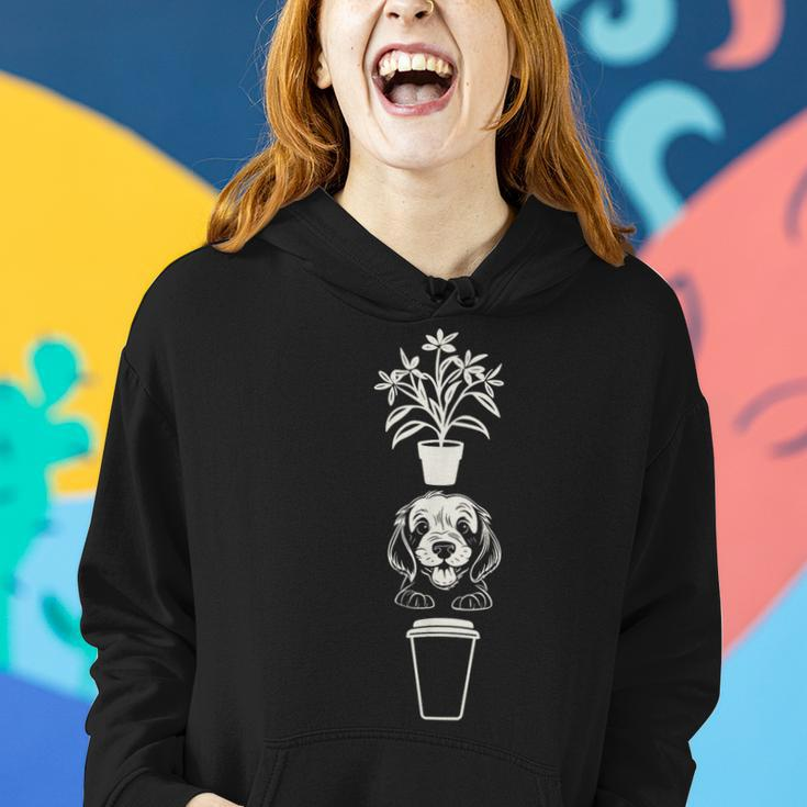 Cute Plants Dog And Coffee Gardening Caffeine Puppy Lover Women Hoodie Gifts for Her