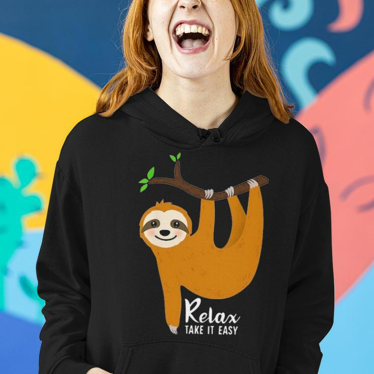Cute Sloth With Funny Quote Relax Take It Easy Women Hoodie Gifts for Her
