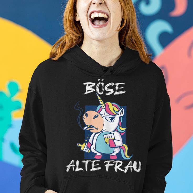 Damen Böse Alte Frau Für Oma Großmuter Spruch Rockerin Frauen Hoodie Geschenke für Sie