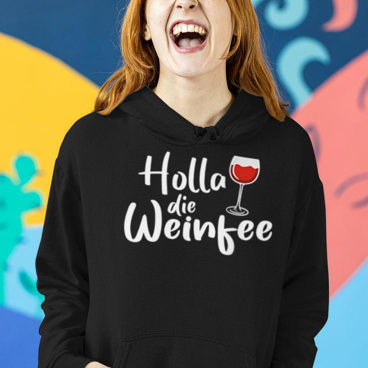 Damen Hoodie Holla Die Weinfee, Vino Weiß- & Rotwein Design Geschenke für Sie