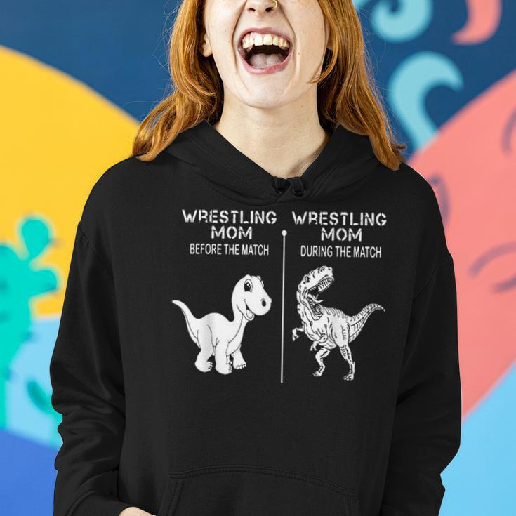 Dinosaur Wrestling Mom Before And During The Match Women Hoodie Gifts for Her