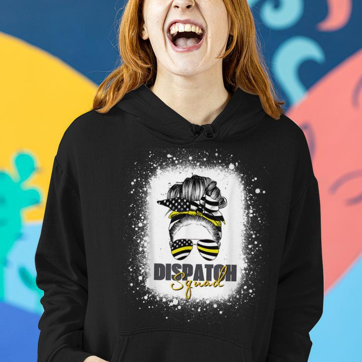 Dispatcher 911 Women Messy Bun American Flag Dispatch Squad Women Hoodie Gifts for Her