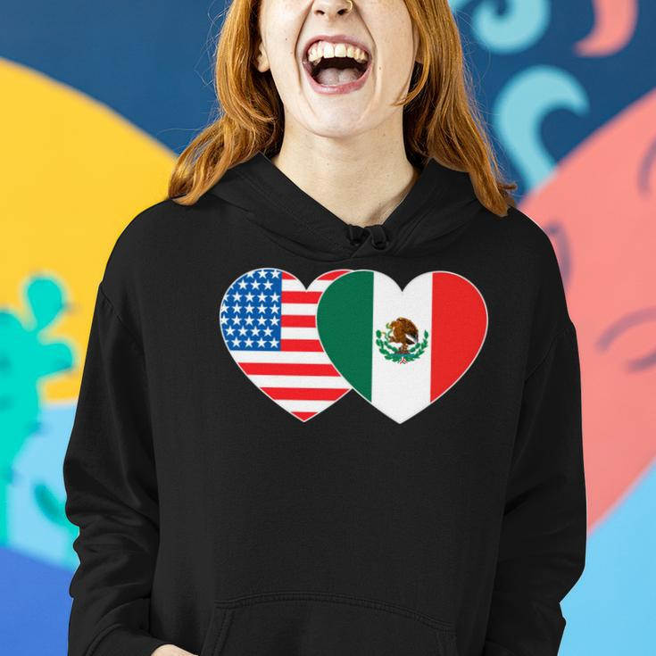 Doppelherz Mexiko & USA Flagge Langarmshirt für mexikanisch-amerikanische Patrioten Hoodie Geschenke für Sie