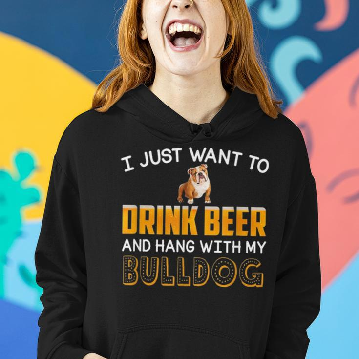 Drink Beer Hang With My English Bulldog Dad Mom Beer Day Women Hoodie Gifts for Her