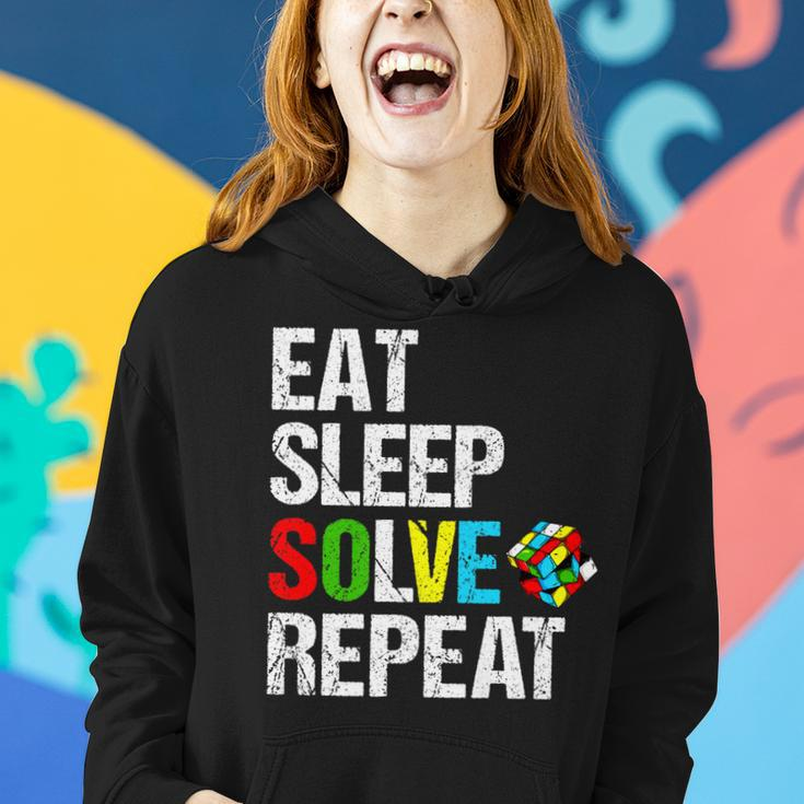 Eat Sleep Solve Repeat Speed Funny Cubing Puzzle Cube Lover Women Hoodie Gifts for Her