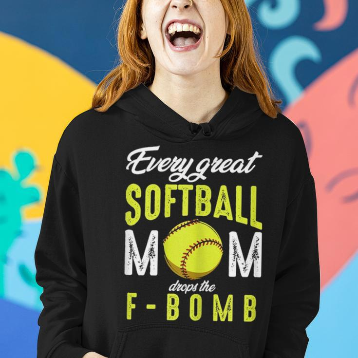 Every Great Softball Mom Drops The F Bomb Funny Baseball Women Hoodie Gifts for Her