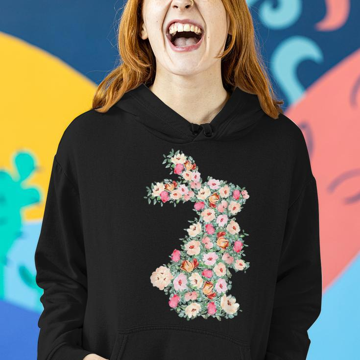 Floral Easter Bunny Easter Rabbit Happy Easter Spring Flower Women Hoodie Gifts for Her