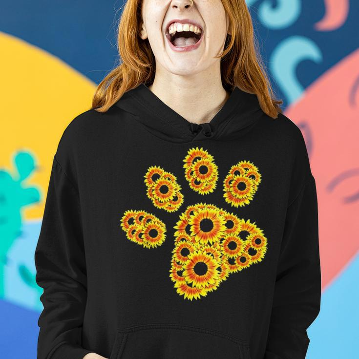 Flower Mom Pet Paw Print Of Sunflower Cat Or Dog Paw Women Hoodie Gifts for Her