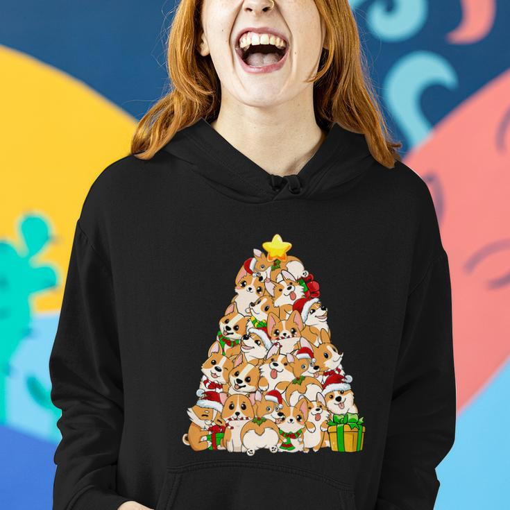 Funny Christmas Corgi Pajama Shirt Tree Dog Dad Mom Xmas Women Hoodie Gifts for Her