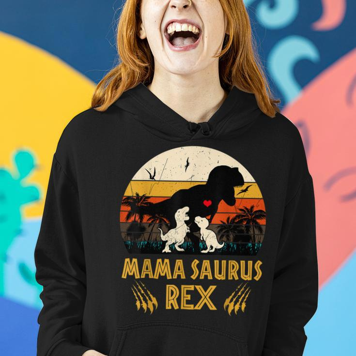 Funny Mamasaurus Rex I Cool Two Kids Mom And Dinasaur Kids Women Hoodie Gifts for Her