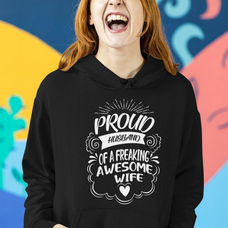 Funny Proud Husband Of A Freaking Awesome Wife Cool Gift Women Hoodie Gifts for Her