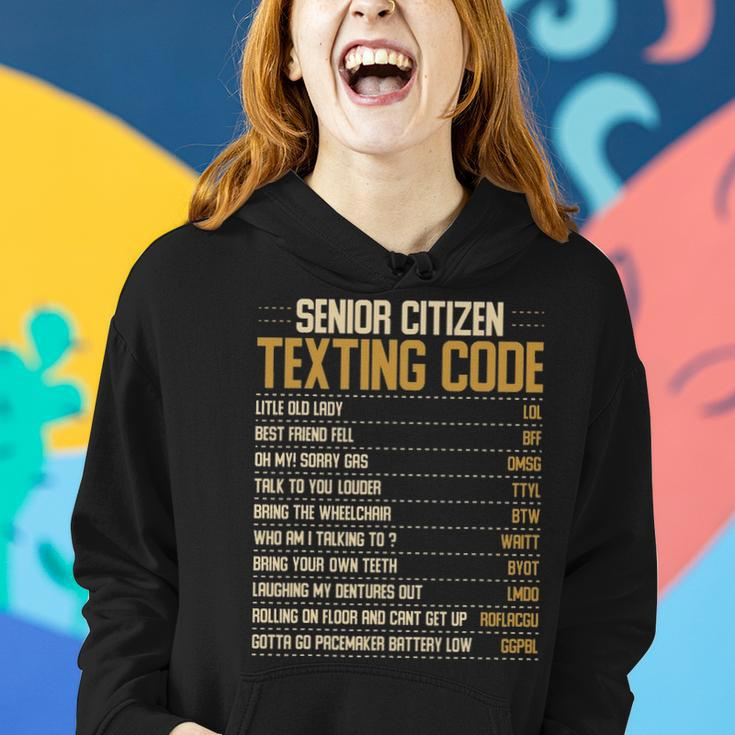 Funny Senior Citizen Texting Code Fun Old People Gag Gift Women Hoodie Gifts for Her