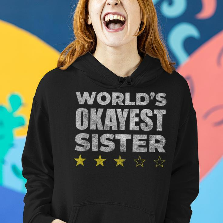 Funny Worlds Okayest Sister - Vintage Style Women Hoodie Gifts for Her