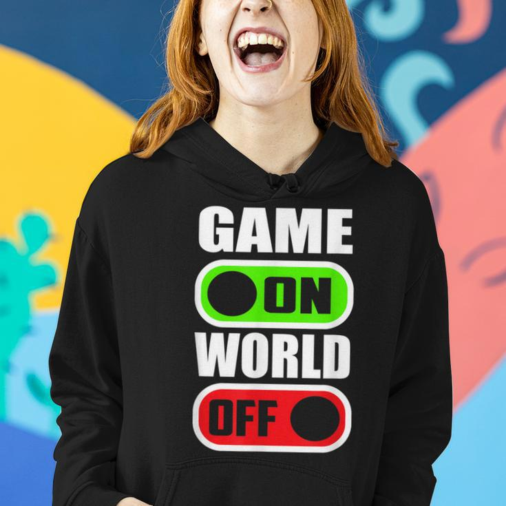 Game On World Off Gamer Gaming Konsole Gamepad Zocken Frauen Hoodie Geschenke für Sie