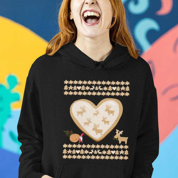 Gingerbread Heart Deer Cookies And Gnome Funny Ugly Christmas Gift Women Hoodie Gifts for Her