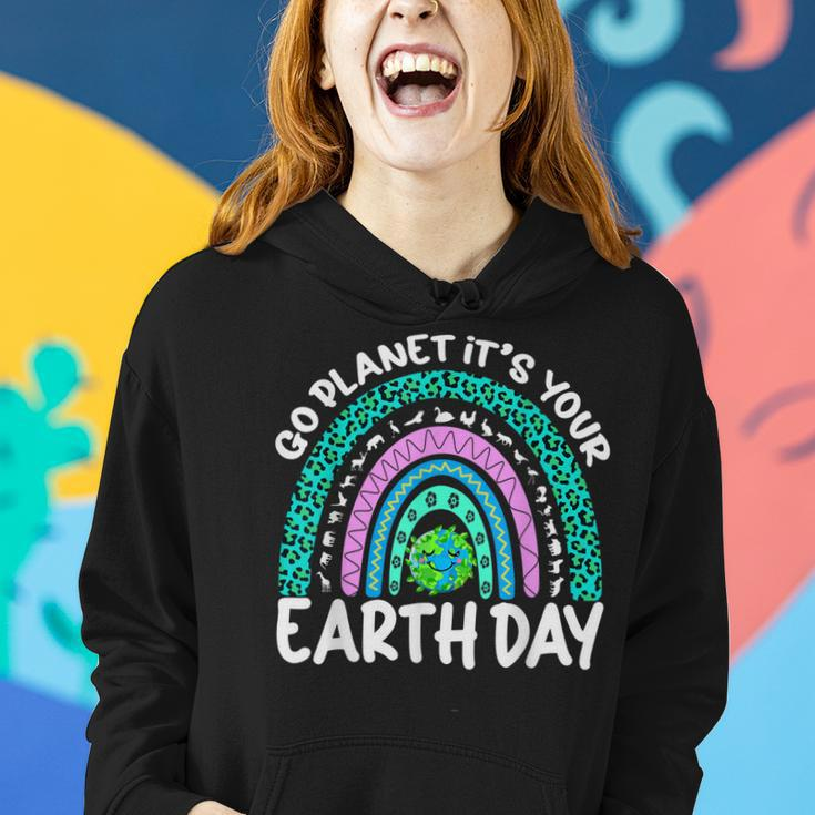 Go Planet Its Your Earth Day Funny Rainbow Earth Day 2023 Women Hoodie Gifts for Her