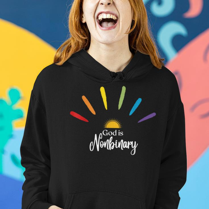 God Is Nonbinary Lgbt Non-Binary Women Hoodie Gifts for Her