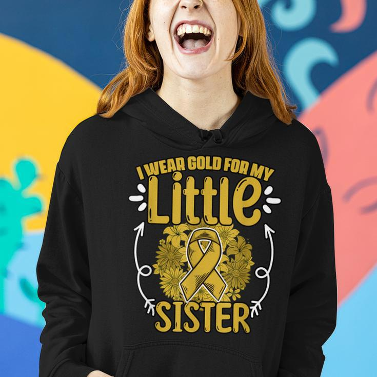 Gold For Little Sister Gold Ribbon Childhood Cancer Women Hoodie Gifts for Her