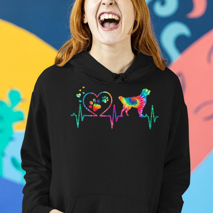 Golden Retriever Mom Dad Heartbeat Tie Dye Dog Gift V2 Women Hoodie Gifts for Her