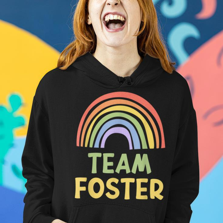 Happy Colorful Team Foster Rainbow Pride Green Yellow Women Hoodie Gifts for Her