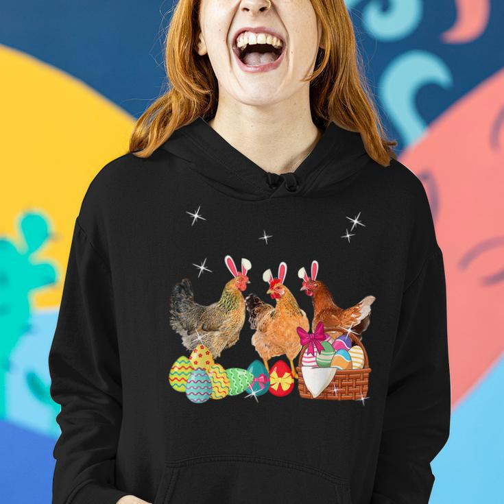 Happy Easter Three Chicken Wearing Bunny Ear Chicken Lover Women Hoodie Gifts for Her